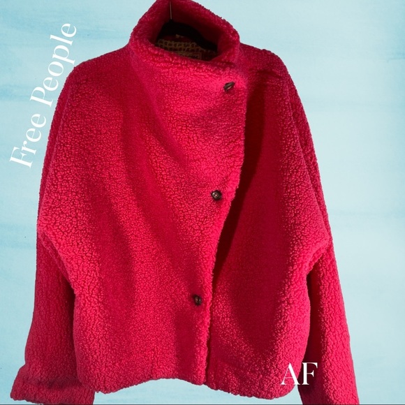 WE THE FREE IZZY WRAP TEDDY JACKET IN HAUTE PINK NEW NWT MEDIUM - Picture 4 of 12